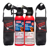 Counter Assault bear spray 8.1 oz with 32 ft range for backcountry hiking.