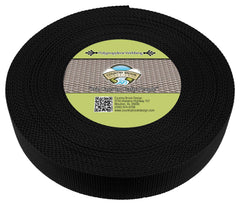 Country Brook Design 2 inch black polypropylene webbing uncoiled for outdoor light-duty projects