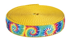Country Brook Design classic tie-dye ribbon on nylon webbing in vivid 1-inch width for crafts.