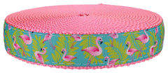 Country Brook Design flamingos ribbon on pink nylon webbing adds tropical flair to crafts.