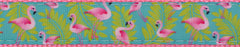 Country Brook Design flamingos ribbon on pink nylon webbing ideal for decorative straps.