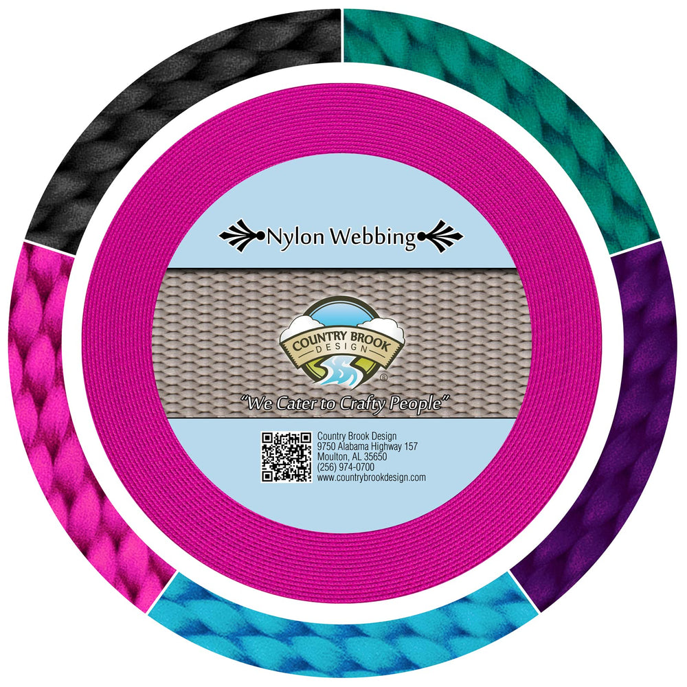 Country Brook Design nylon webbing in fuchsia laid flat for durable straps