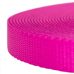 Country Brook Design nylon webbing roll in bright fuchsia; ideal for crafts, belts, and lashing