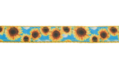 Country Brook sunflowers nylon webbing close-up highlights photo-realistic detail for high-impact projects.