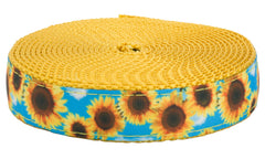 Country Brook Design Sunflowers ribbon on nylon webbing with sunflowers for durable crafting.