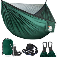 Covacure camping hammock features tear-resistant parachute nylon for rugged outdoor use.