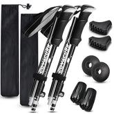 Covacure hiking poles extended length for adjustable support during climbs.