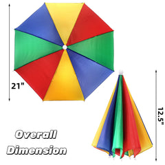Rainbow umbrella hat folded for compact storage