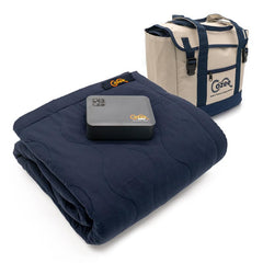 The Cozee battery-powered heated blanket in action delivers quick warmth for outdoor use.