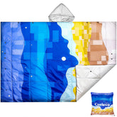 Cozivo camping blanket hood-wearable shows hands-free warmth for chilly camping nights.
