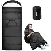 Cozivo sleeping bag with wearable hood on user demonstrates versatile warmth in a tent