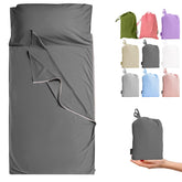Cozysilk GANNAFEE liner left zipper enables easy bed access for hotel stays