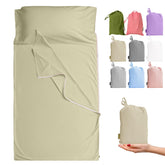 Cozysilk Gannafee left-zipper liner enables easy bed entry while traveling.