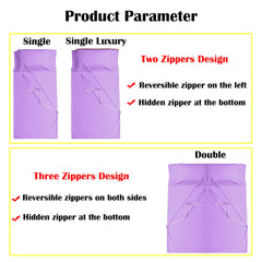 Cozysilk GANNAFEE sleeping bag liner right-side usability for versatile access.