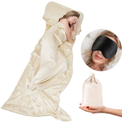 Cozysilk sleeping bag liner beige with 41x87 inches offers lightweight hotel-ready comfort.