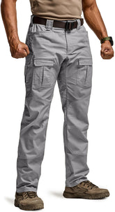 CQR men's flex ripstop pants fabric closeup shows stretch for versatile movement
