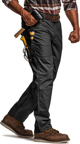 CQR men's quick dry work pants front view shows rugged durability and water resistance for outdoor wear.