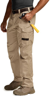 CQR men's quick dry work pants front view, lightweight stretch for mobility.