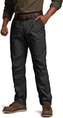 CQR men's quick dry work pants side view highlighting stretch fabric for all-day movement