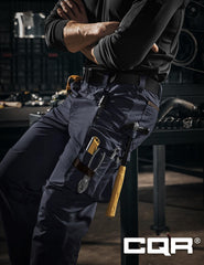 CQR men's quick dry work pants ripstop fabric close-up highlighting durability