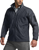 CQR men's tactical softshell jacket front view with durable fabric for rugged outdoor use.