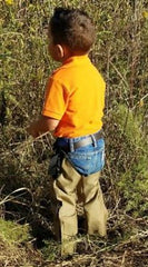 Crackshot Youth Snake Chapz in khaki tan, ideal for hiking and camping use.