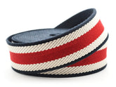 CRAFTMEMORE cotton webbing with spiral pattern for sturdy navy-red-ivory bag straps