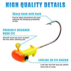 Crappie jig heads football head with glow eyes in 3/16 oz