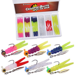 Crappie Split-Tail Grub bodies in six colors (30 count)