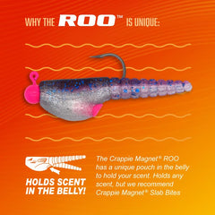 Durable soft plastic Roo used in Crappie Magnet kit