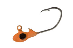 Crappie Pro Overbite Sickle Mo' Glo orange jig head glows to attract crappie at dusk