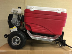Crazy Coolers wheelie bar and bumper protect the engine during daring stunts.