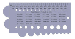 CRB gauge with ruler and MM-to-64ths conversion chart on back