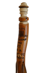 CreationCarvings Bible Walking Stick leather strap enhances grip and portability.