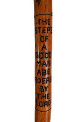 CreationCarvings hardwood walking stick with Bible verse carving for inspirational hikes.