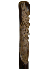 CreationCarvings Wood Spirit Waking Stick fully extended for versatile hiking support.