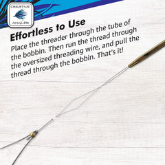 Creative Angler bobbin threader close-up for quick threading.
