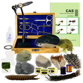 Creative Angler fly tying kit inside a premium wooden box
