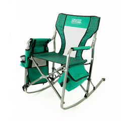 Creative Outdoor Collapsible Rocking Director Chair folded, portable for storage and travel.