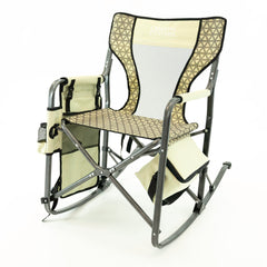 Creative Outdoor Collapsible Rocking Director Chair folded compactly for travel.