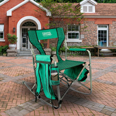 Creative Outdoor Collapsible Rocking Director Chair open, sturdy frame supports comfortable seating.