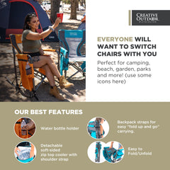 Creative Outdoor Collapsible Rocking Director Chair with water bottle holder keeps drinks handy.