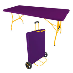 Creative Outdoor 6ft table with adjustable upper rack secures gear quickly