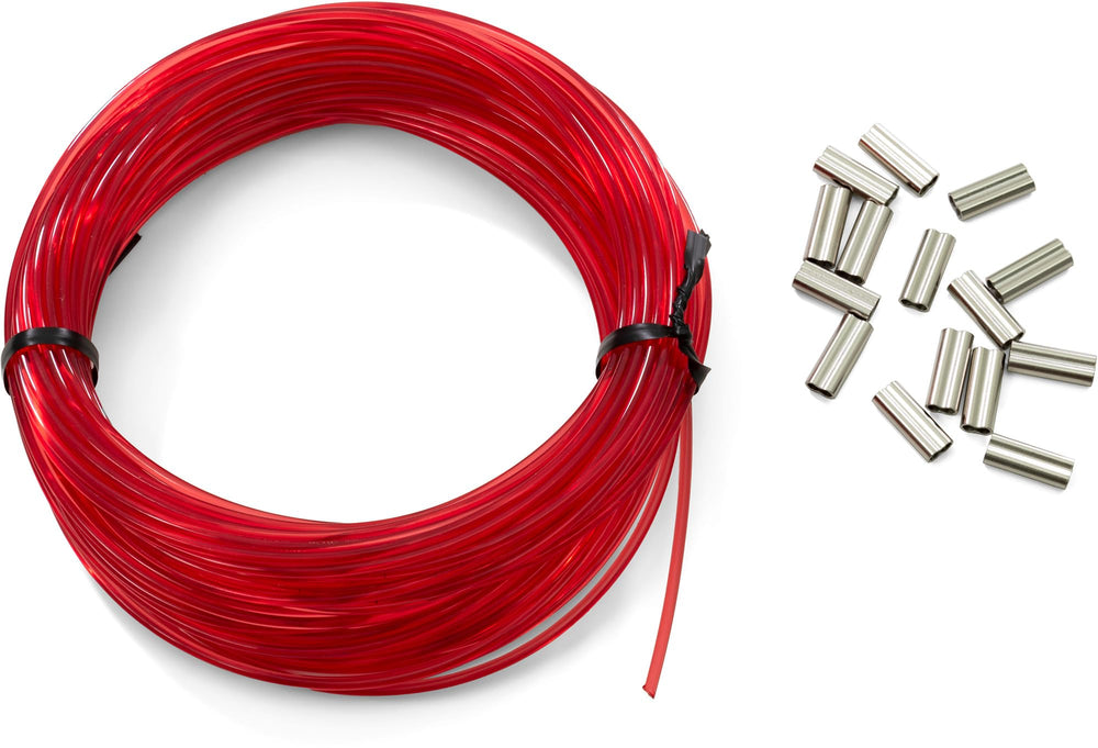 Cressi multifilament 2.0mm line with crimps in red for secure speargun setup.