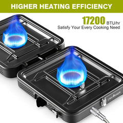 Cricosner portable camping stove with 17200 BTU for quick meals outdoors.