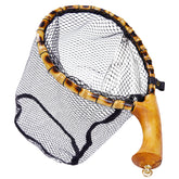 Crimson Lake landing net with natural wood handle