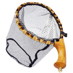 Crimson Lake landing net with natural wood handle