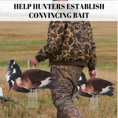 CroBlissful goose decoy in field setup highlights high visibility from a distance.