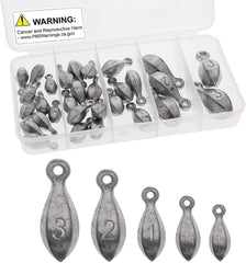 Croch 30pcs fishing sinker kit in a round plastic box with mixed weights