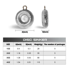 Croch Disc Sinkers 3oz for saltwater fishing